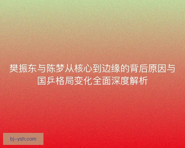樊振东与陈梦从核心到边缘的背后原因与国乒格局变化全面深度解析