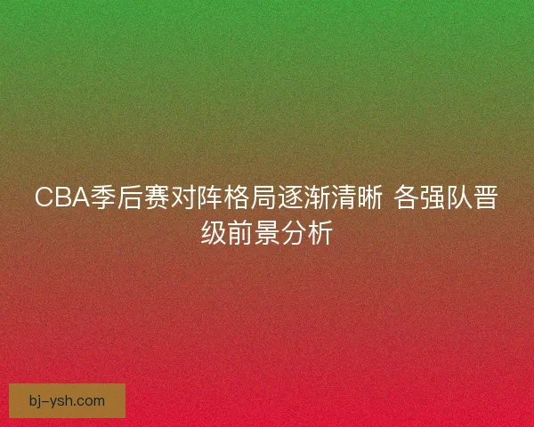 CBA季后赛对阵格局逐渐清晰 各强队晋级前景分析