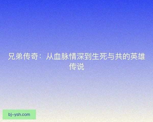 兄弟传奇:从血脉情深到生死与共的英雄传说 兄弟传奇:从血脉情深到生死与共的英雄传说